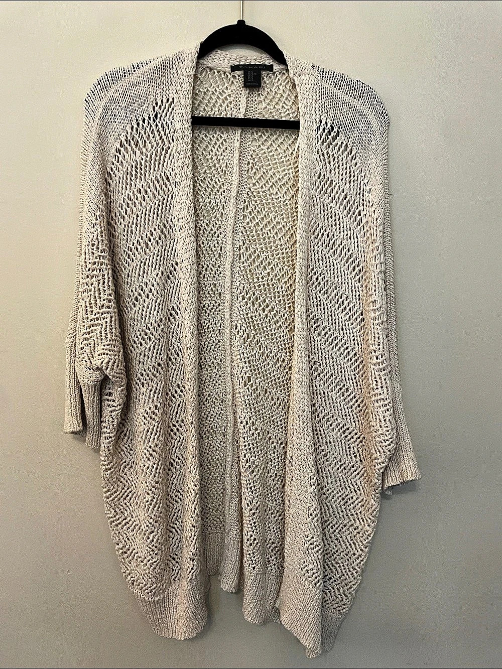 Tahari Open Front Knit Cardigan in Cream Size XL Like New